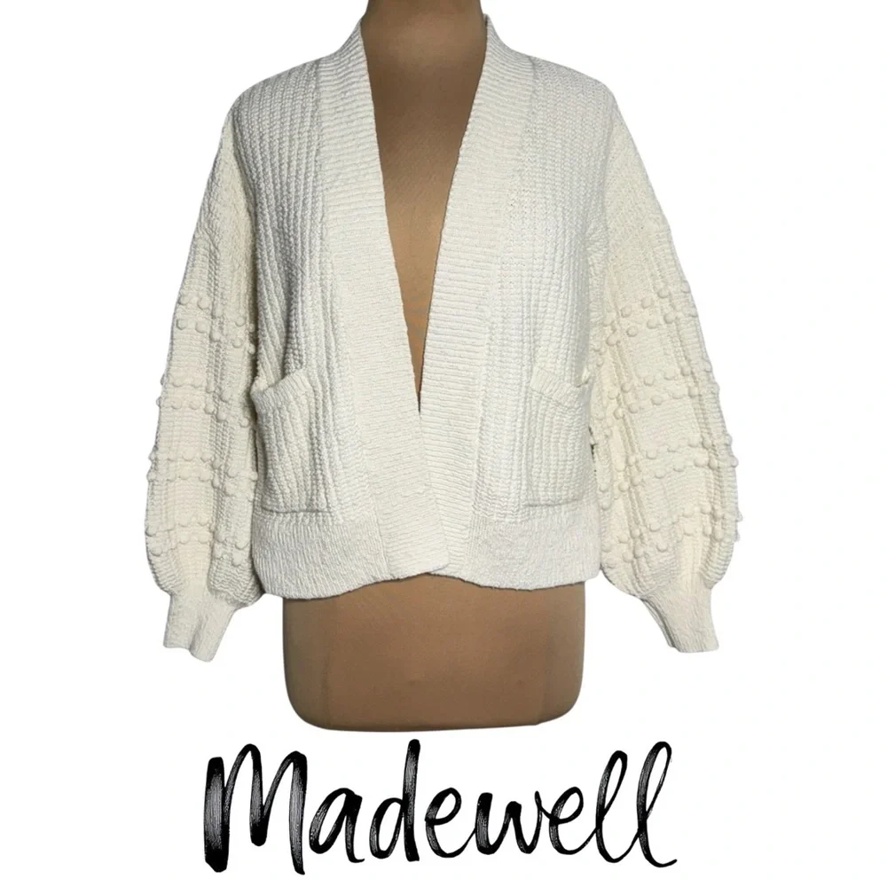 Madewell Bobble Cardigan Sweater Bright Ivory Size Large